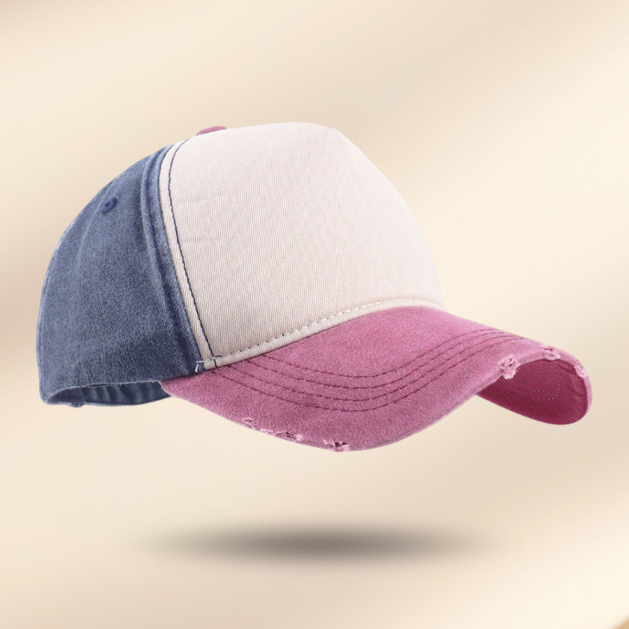 Dark blue rice top with wine-red brim