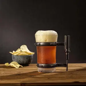 Custom logo beer tasting glass german beer cup steins mugs unique crystal beer glass with screwdriver handle
