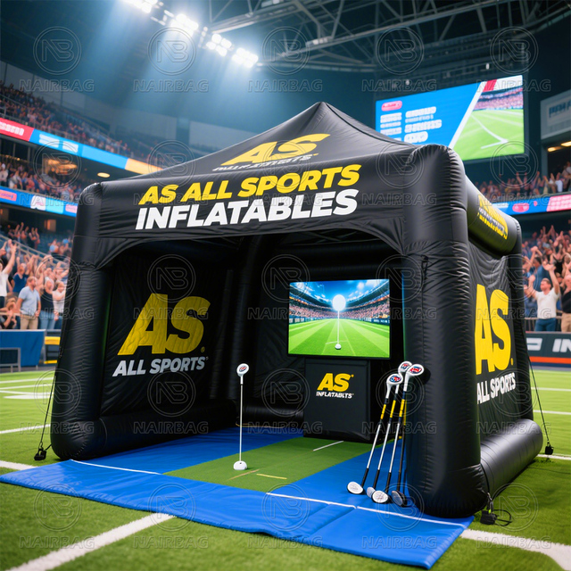 Golf Practice Net Simulator Air Tent Outdoor Garden / Indoor Room Blow up Shade Structure Golf Training Pop up Golf Simulator