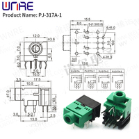 Conector de Audio PJ317 de 3.5 mm, Clavija de 5 Pines, Conector Hembra para Auriculares de un Solo Núcleo