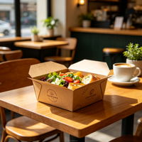 Boîtes alimentaires élégantes en papier noir, design doré pour les plats à emporter des restaurants haut de gamme