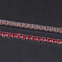 Bracelet tennis ChuYao en argent sterling 925 avec moissanite rouge 3mm 4mm 5mm, longueur personnalisable, bijoux fins, vente en gros