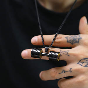 Collar Deportivo con Colgante de Mancuerna, Chapado en Oro de 14k/18k, Sin Decoloración, Cadenas Finas de Acero Inoxidable 316L, Collar para Hombre - Product Image 3