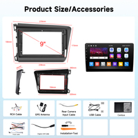 Stereo Mobil Android Podofo 9 inci untuk Honda Civic 2012-2015, Radio Mobil, Autoradio, Wireless Carplay, Android Auto, GPS, Wifi, OEM/ODM