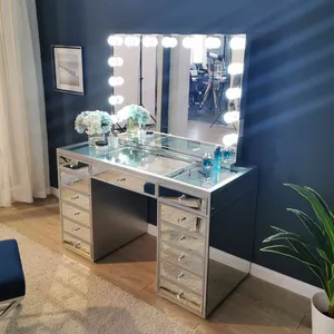 Hollywood Modern Vanity Mirrored Dressing Makeup Table