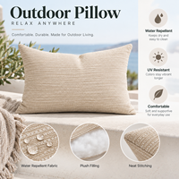 Coussin d'extérieur lombaire taupe, rectangulaire, pour terrasse de maison de plage, vue sur la mer, hydrofuge, doux, soutien confortable, garnissage moelleux