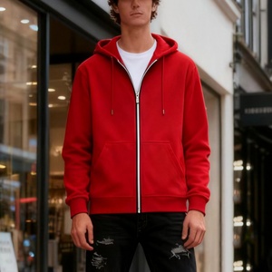 TKAN182D imprimé personnalisé graphique vierge couleur unie coton de haute qualité décontracté pull à capuche zippé complet - Product Image 1