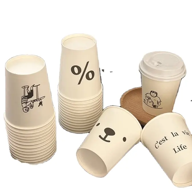 Fabricante al por mayor taza de papel logotipo personalizado taza desechable taza de café gruesa