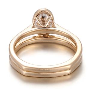 Bague en moissanite taille ovale D VVS, faite à la main, personnalisée, or massif 10k 14k, ensemble de bijoux fins, alliance pour femme, collection automne 2025 - Product Image 2