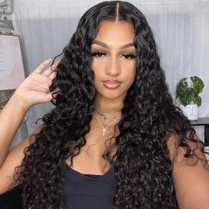 Pelucas de Cabello Humano Indio Virgen de Proveedor Mayorista, Peluca con Frente de Encaje, Ondas Profundas Sueltas para <span class=keywords><strong>Mujeres</strong></span> Negras - Product Image 3