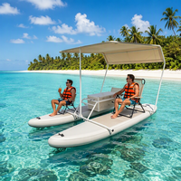 Catamaran gonflable portable, bateau à pontons pliable en aluminium, coque en PVC, bimini pour loisirs, pêche, plongée