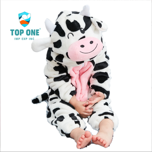 TopOne venta al por mayor mullido general dibujos animados Animal fiesta cumpleaños recién nacido bebé niño niña cremallera pie Onesie mameluco pijama traje - Product Image 1