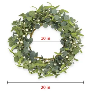 Factory Wholesale Spot 20 Inch Internet Green Wreath Hot Model Artificial Eucalyptus Garland For The Front Door Decoration