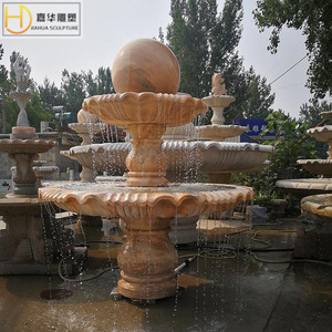 Fontaine en pierre sculptée Jiahua, style européen, élément aquatique extérieur, design durable en colonne - Product Image 3