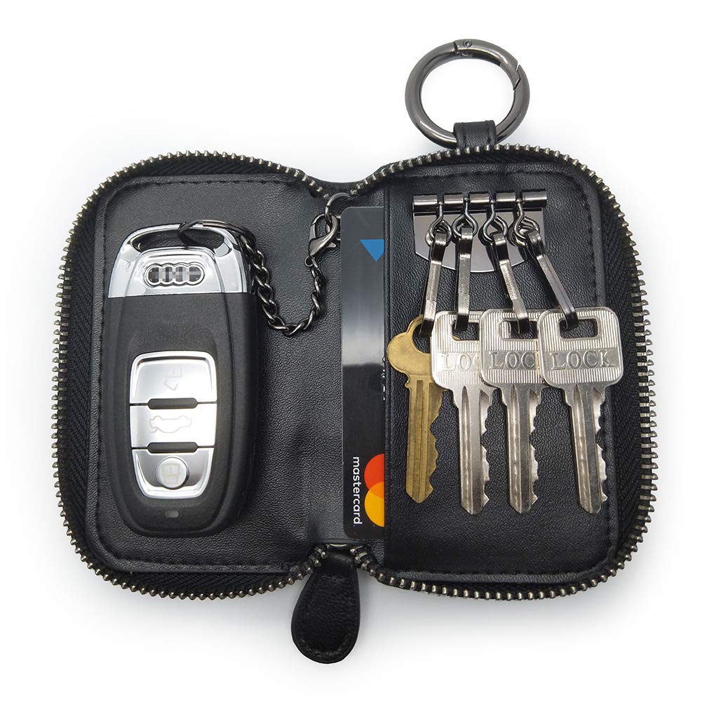 Guangzhou Wallet Leather Product Co., Ltd. - Leather Car Key Chain Wallet with 4 Hooks Zipper Bag