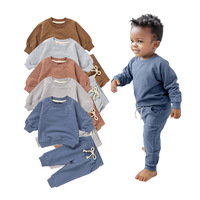 Ensembles de pantalons et sweats à capuche unisexes en coton biologique pour enfants, couleur unie, pour garder au chaud, sweats à capuche pour bébés et nourrissons