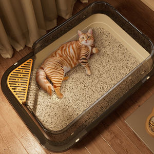 Halbgeschlossene Umweltfreundliche Große Katzenkiste aus Kunststoff, Leicht zu Reinigen, Geruchsbeseitigung, Katzentoilette - Product Image 2
