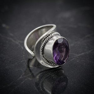 Art Palace 925 <b>Silver</b> Plated <b>Amethyst</b> Gemstone <b>Ring</b> Bohemian Style Unisex Jewelry Gift for Daily Wear - Product Image 1
