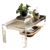 Table basse et mobilier de salle à manger en acrylique transparent, petit mobilier en perspex, table d'appoint en plastique