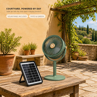 Ventilateur de sol bidirectionnel 4000 mAh à alimentation solaire avec sortie de charge mobile et projecteur LED, design mat, idéal pour les fêtes en extérieur et les fournitures pour ONG