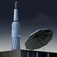 Nouveau parapluie de voyage extérieur personnalisable à ouverture automatique à trois plis, à bretelles élargies, 10 baleines, résistant au vent, imperméable et anti-UV, en pongee