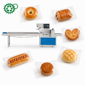 Machine d'emballage horizontale automatique <span class=keywords><strong>pour</strong></span> tranches de caramel, biscuits afghans, <span class=keywords><strong>pain</strong></span> espagnol et petits pains à la noix de coco <span class=keywords><strong>pour</strong></span> usine - Product Image 1