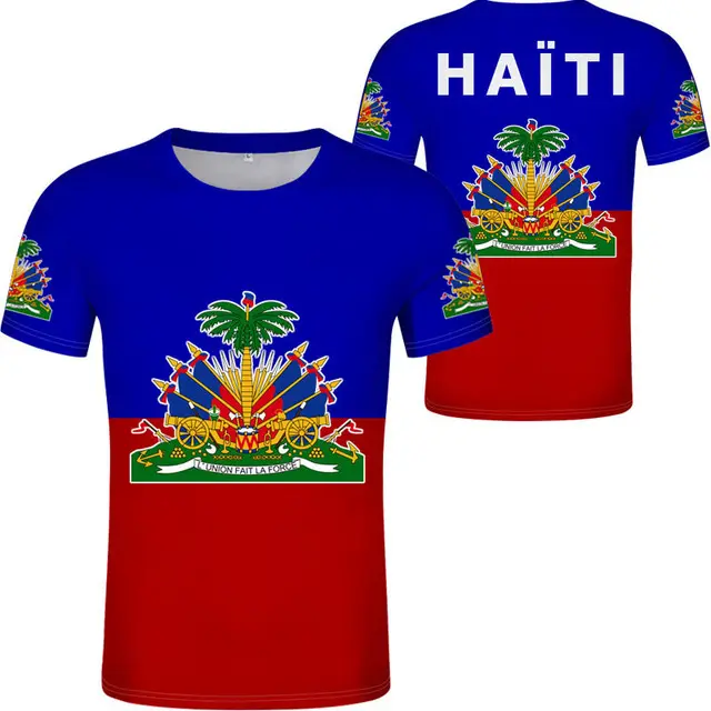 Haute Qualité Haïti Drapeau Boutique En Ligne T-shirt Logo Personnalisé Drapeau Haïtien T-shirts Polyester Chemises pour Hommes Mode De Luxe Gym Vêtements