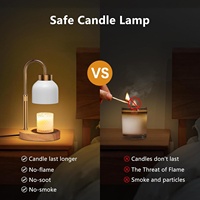 Lampe chauffe-bougie en bois naturel avec minuterie et variateur d'intensité réglable, lampe de table électrique moderne pour femmes, mamans, anniversaires, ou pour un cadeau de pendaison de crémaillère