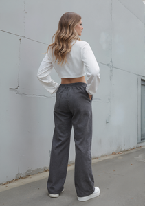 <span class=keywords><strong>Pantalon</strong></span> de survêtement taille haute cordon de serrage femmes pantalons de survêtement poches latérales obliques <span class=keywords><strong>pantalon</strong></span> à jambes larges <span class=keywords><strong>pantalon</strong></span> décontracté poids lourd pour l'hiver - Product Image 2