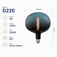Bombilla LED de Filamento de Vidrio con Degradado Azul-Negro Vintage, Bombilla de Filamento Espiral D220 para Interiores con Alimentación CA, Luces Decorativas de Vidrio E27