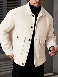 Veste pour <span class=keywords><strong>homme</strong></span> <span class=keywords><strong>de</strong></span> haute qualité, décontractée, polyvalente, à col rabattu, couleur unie, pour l'automne et l'hiver - Product Image 4