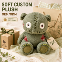 Peluche Monstre Vert Personnalisée en Coton PP Ultra Doux, Vente Directe Usine, Idéale Anniversaire et Anti-Stress - OEM/ODM Marque Privée