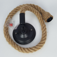 Jaune créatif jute corde de chanvre pendentif lumière e26 e27 support de lampe