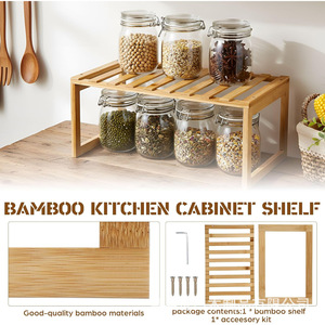 Bamboo <b>Desktop</b> <b>Shelf</b> 50X30CM Freestanding Organizer For Kitchen Bathroom - Product Image 3