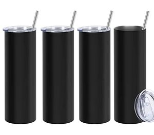 Ensemble de gobelets isothermes fins en acier inoxydable de 20 oz avec couvercles, gobelets à eau minces isolés pour personnalisation DIY, noirs - Product Image 3