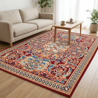 Maschinell Bedruckter Nylon-Teppich Großer Wohnzimmer-Teppich mit Blumenmuster Roter Teppich Hohe Qualität Großhandelspreis