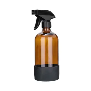 8 oz 16 oz Amber Glass Spray Bottle with Earthy Color Protective Silicone Sleeve for Bathroom n All Kitchen room Cleanser