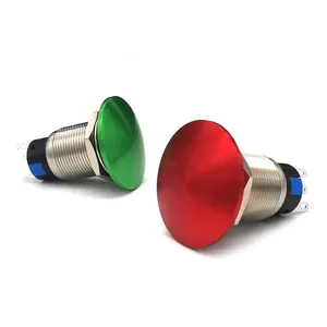 Momentary Button Switch IP67 19mm 16mm Thread Momentary Latchiing Green Red Waterproof Metal Mushroom Push Button