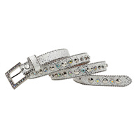 Ceinture personnalisée pour femme avec clous, texture peau de serpent, boucle carrée en strass, rivets métalliques, style punk western, accessoire de taille