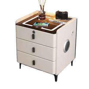 Mesita de Noche Inteligente Multifuncional con Carga Inalámbrica, Cerradura de Huella Digital, Tapa de Vidrio Templado, Cajón de Almacenamiento Moderno para Dormitorio - Product Image 5