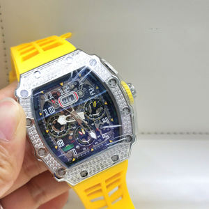 Reloj Mecánico Automático de Lujo para Hombre con Logotipo Personalizado, Forma Tonneau, Aleación, Correa de Goma, Cristal, Manecillas de Vidrio, 42 mm, 30 bar, Resistente al Agua - Product Image 1