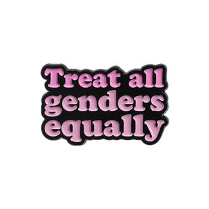 漫画のテキストフェミニストエナメルブローチ「すべての性別を均等に扱う」メープルリーフバックパックバッジメタルクラフト服をフィーチャー - Product Image 6