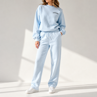 Ensemble de survêtement en coton brodé pour femme, col rond décontracté, pantalon de survêtement à jambe droite, deux pièces, collection automne