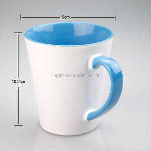 Taza Cónica de Cerámica Blanca para Sublimación Topjlh de 12 oz con Asa y Revestimiento de Color, Venta al por Mayor para Hoteles, Personalizable con Impresión para <span class=keywords><strong>Desayuno</strong></span> - Product Image 3