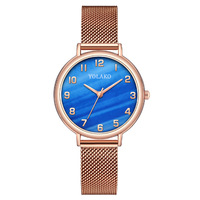Jam Tangan Digital Kecil Warna Hijau Laris Manis dari Pabrik, Jam Tangan Quartz Wanita dengan Tali Milan dan Tali Mesh, Menerima Pesanan Kustomisasi