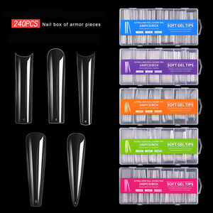 240 pc/boîte Gel Doux Faux Ongles Conseils Super Long Ballerine Cercueil Presse Sur Ongles Couverture Complète Mat XXL Capsule Ongles Gel Conseils - Product Image 1