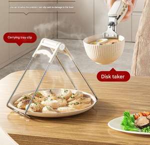 Ensemble de 2 pièces anti-brûlure Pince à main anti-brûlure Plateau de levage antidérapant Artefact de cuisine Bol - Product Image 5