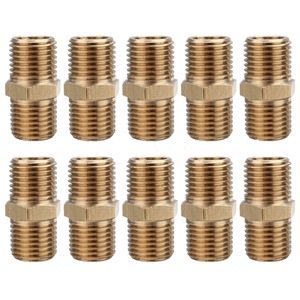 Dingyi Double Thread Connector 1/4 NPT 1/4 PT Brass Fittings Pneumatic Tool Accessories 10 Pack - Product Image 1