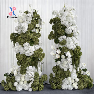 Arche de fleurs artificielles modernes en soie blanche et verte, faite à la main, pour les cérémonies de mariage et la décoration de fêtes en plein air dans les jardins - Product Image 1