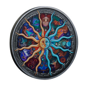 Moneta Commemorativa in Metallo Antico con Tema Zodiacale, Motivo Sole Luna Dodici Costellazioni, Cultura Astrologica - Product Image 2